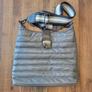 Think Royln Luxe Gray Quilted Puffer Crossbody Purse